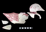 Image of a duck with red sponged pattern - In pieces